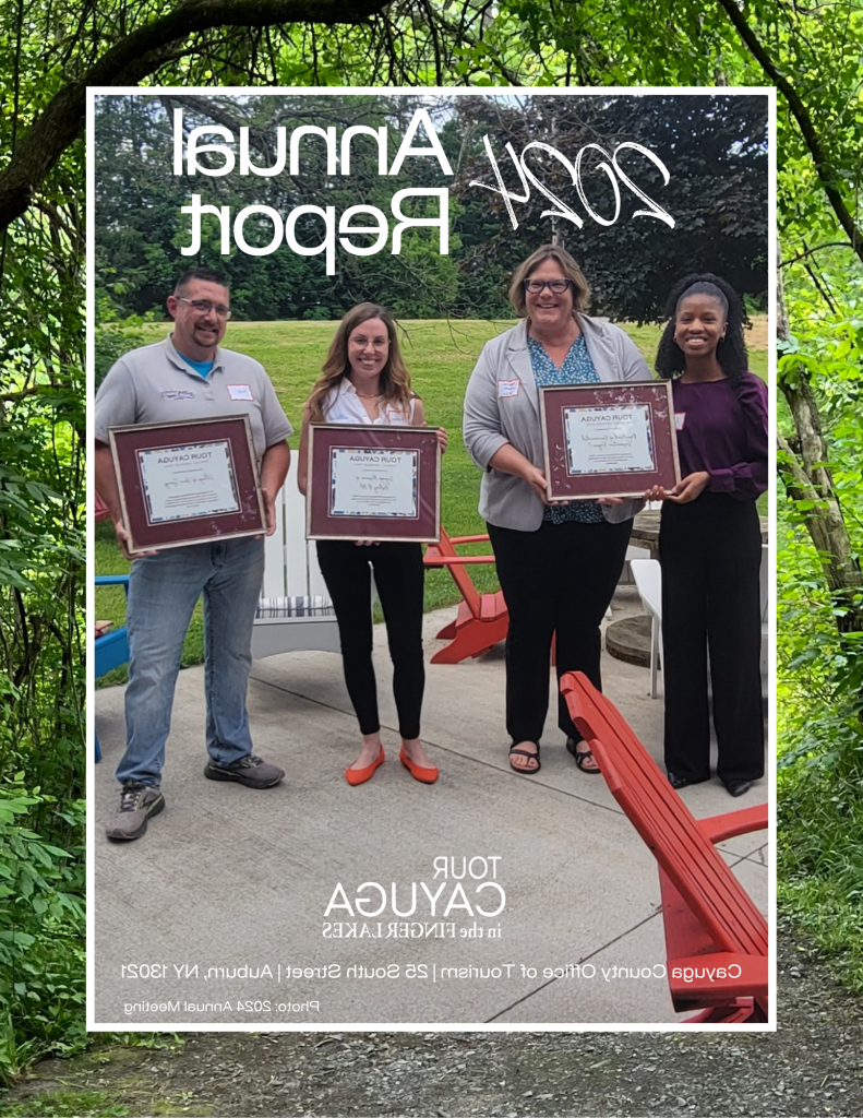 Annual Report cover 2024 showing four partners showing off their awards 